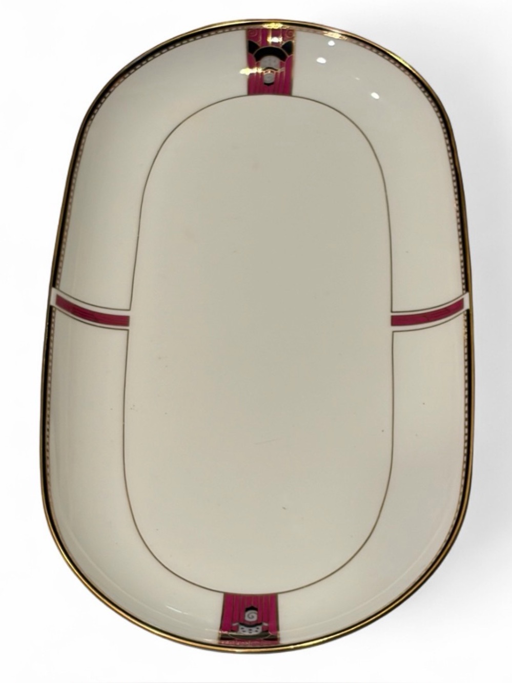 Hoya Bone China Vintage Oval Porcelain Serving Platter Art Deco Inspired Tray